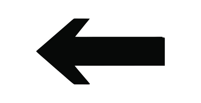 Transparent png of a black directional arrow pointing left indicating previous back return showing movement west simple icon symbol illustration design element isolated overlay two opposing arrows