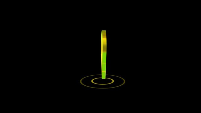 GPS location pointer animated with radio wave, location pointer, pin icon on black background 4k video