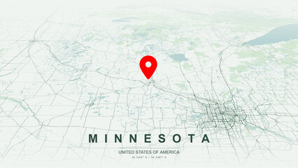 Modern minimalist vector map of Minnesota. High-quality scalable illustration of Minnesota state geographic boundaries, Land of 10,000 Lakes topography for posters design. © AliRza