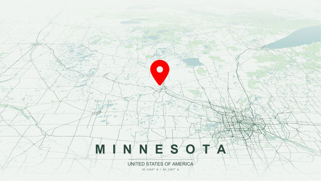 Modern minimalist vector map of Minnesota. High-quality scalable illustration of Minnesota state geographic boundaries, Land of 10,000 Lakes topography for posters design.
