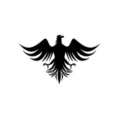 Fototapeta premium Heraldic eagle isolated griffin. Vector vulture black bird, gothic hawk or falcon heraldry symbol