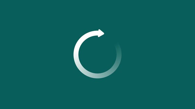 White  Circular loading bar animation with arrow pointer, buffering icon clip on Blue background