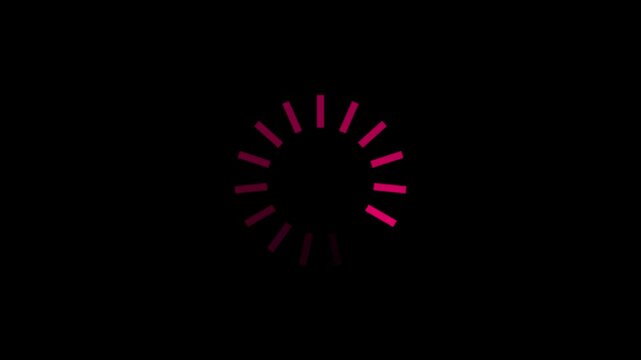 Pink circle loading icon .Wheel loading concept icon on black background