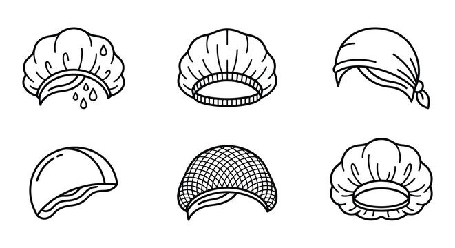 Variety Of Chef Hats Black Silhouette Vector Illustration