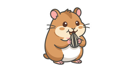 Naklejka premium Cute cartoon hamster holding seed.