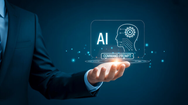 Artificial intelligence specialist interacting with command prompt interface.