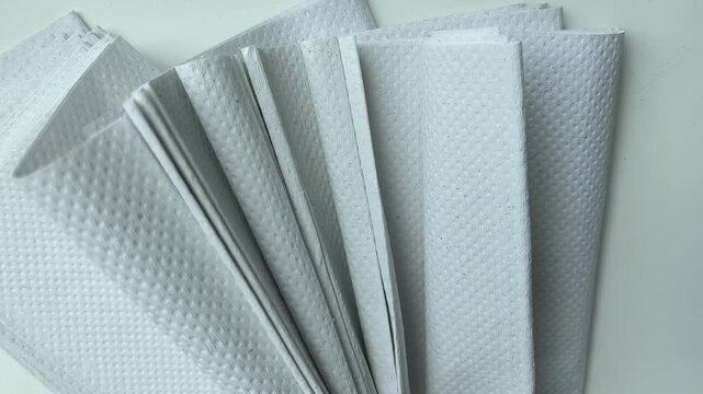 white paper towels moving in the wind for hygiene and household concept