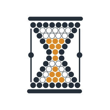 Sandglass isolated sand-timer icon. Vector hourglass with flowing sand, device to countdown time