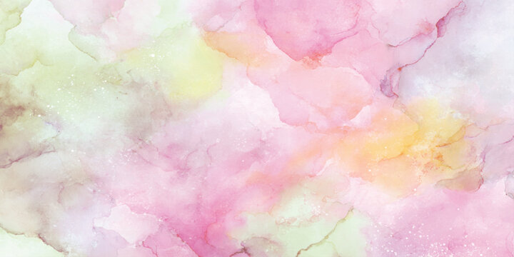 background, watercolor, abstract, pink, pastel, fluid, texture, ink, paint, splash, stain, wash, gradient, backdrop, panoramic, colorful, soft, dream, marble, artistic, wash, blend, yellow, green, lav