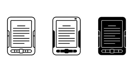 E-reader Icons Set, Digital Book Reader Devices, Electronic Tablet Gadgets, Reading Technology © mim