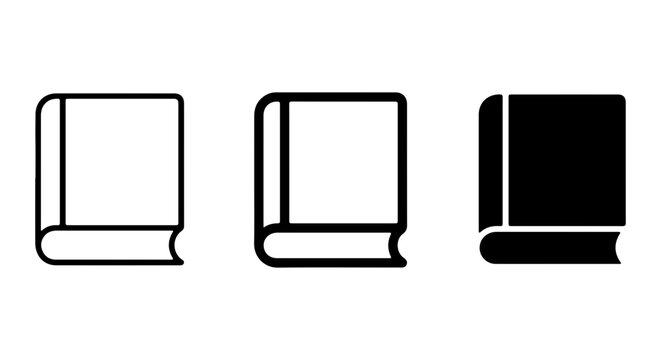 Book Icons Set, Simple Vector Illustrations of Open and Closed Books, Library and Education Symbols