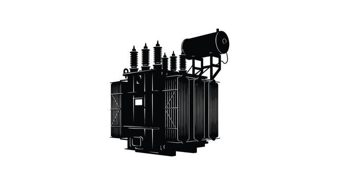 Electrical transformer silhouette against a white background industrial power distribution