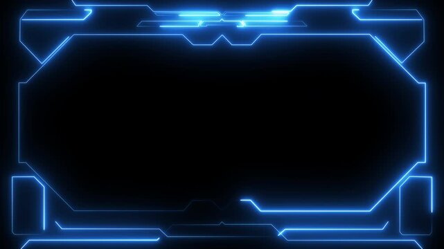 Interface frame hud design with a blue neon futuristic overlay, perfect for video games, technology presentations, and scifi themed projects.