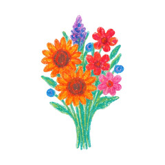Fototapeta premium PNG Colorful crayon flower bouquet.