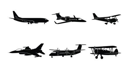 Aircraft silhouettes on a white background vector illustration © Nayem