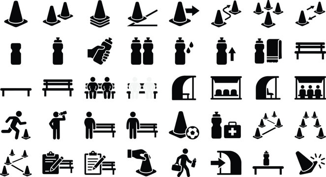 Business presentation icons set with charts and people