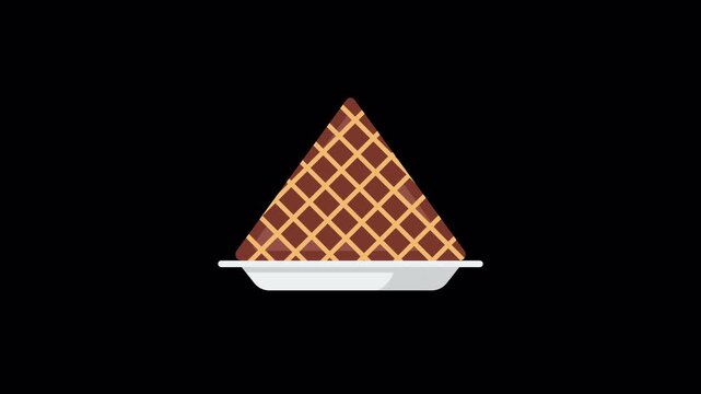 Gourmet waffle plate digital menu display animation overlay on transparent background
