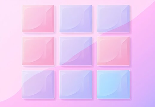 Grid of nine glossy squares with soft gradient