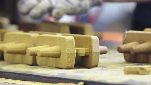 Industrial Sand Molded Components on Production Line