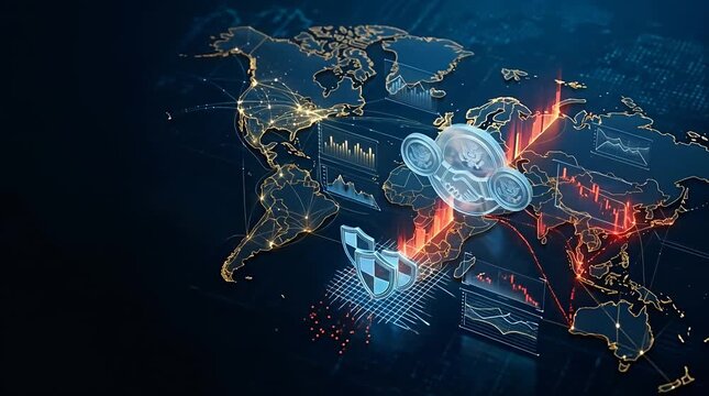 Futuristic Data Visualization Hologram Global Financial Insights