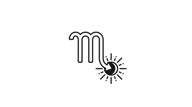 Scorpio Zodiac Sign Symbol with Sun Icon