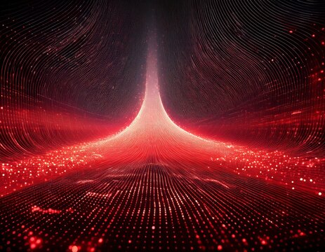 big data visualization abstract futuristic infinite flow of scientific data network structure of an array of red dot points outer space background with trapcode form