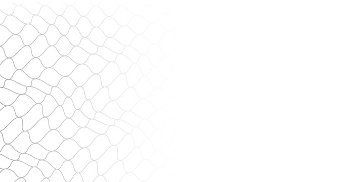 Fishing or soccer net. Repeated hexagon pattern. Black wired mesh texture isolated on white background. Metallic or fabric fence, cage or lattice structure. Vector graphic Illustration.