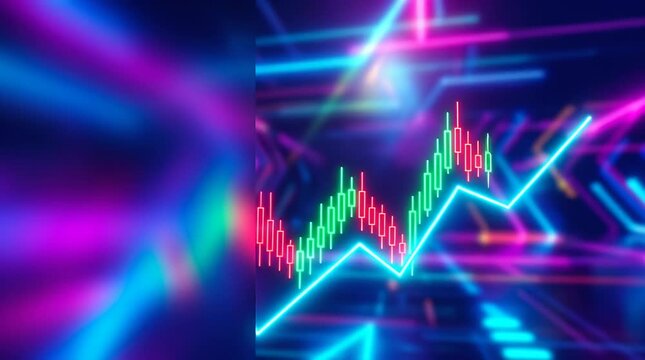 Dynamic Holographic Financial Chart Glowing Data Visualization