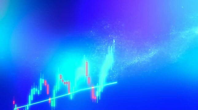 Vibrant Financial Chart Displaying Growth Against Colorful Background