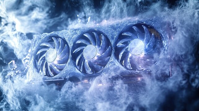Graphics card with three illuminated cooling fans