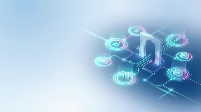 Futuristic Holographic Interface Displaying Financial Data Visualization