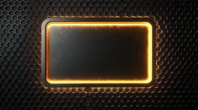 Metallic plate with glowing orange border