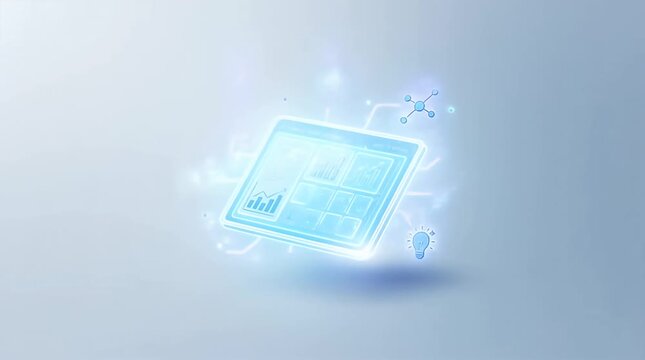 Futuristic Financial Dashboard Hologram Data Visualization Technology