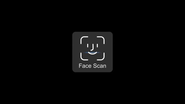 Face scan biometric authentication interface animation for secure digital identity verification facial recognition