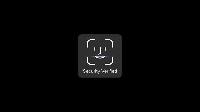Face id security verification animation: biometric authentication for digital identity protection and cyber security systems