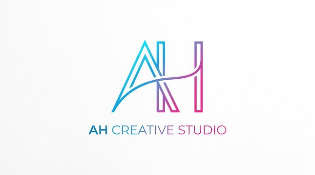 Modern ah creative studio monogram logo design for business branding with gradient colors.