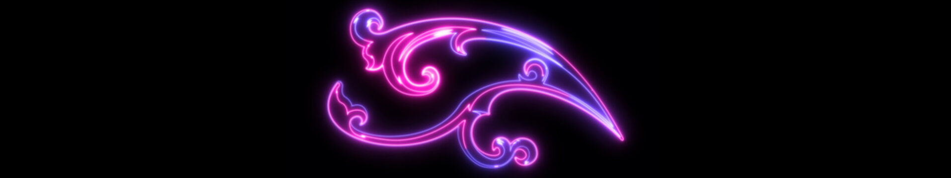 Ultrawide Neon Floral Ornament Animation Glowing Decorative Swirl Wide Banner Background Loop