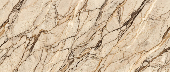 Naklejka premium Beige marble texture with intricate dark natural veins and polished luxury decorative stone background