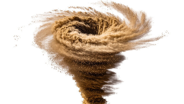Swirling sand vortex dust storm, tornado shape