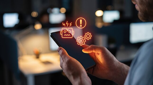 Mobile Device Cyber Security Incident Response: System Error Troubleshooting, Network Technical Malfunction Diagnostics, and Hardware Breakdown Maintenance using Automated Robot Assistant Interface