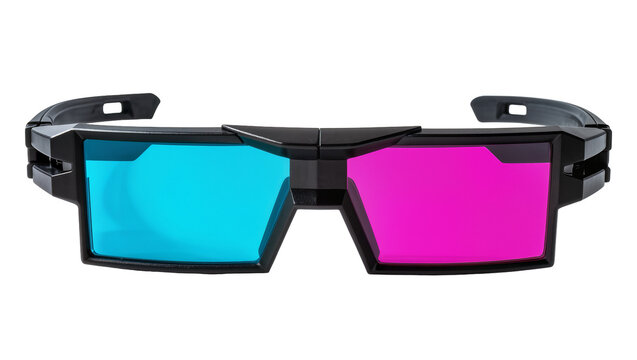 Anaglyph 3D glasses with blue and magenta lenses