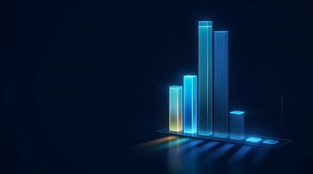 Glowing Holographic Bar Graph Visualization with Rising Trend