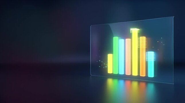 Futuristic Holographic Bar Graph Displaying Data Insights