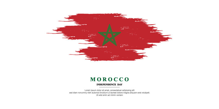 Brush painted grunge flag of Morocco country. Independence day of Morocco. Abstract creative painted grunge brush flag background.