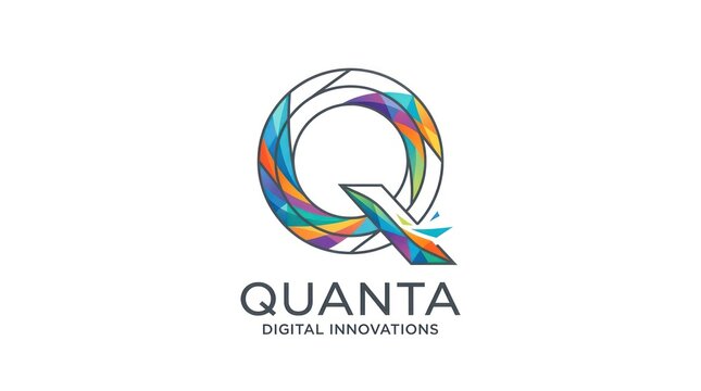 Quanta digital innovations corporate logo with multicolored layered letter q icon design.