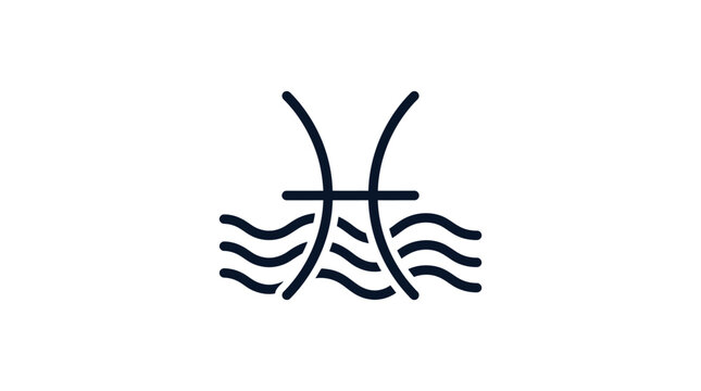 Pisces Zodiac Sign Symbol with Water Waves - Astrology Horoscope Icon