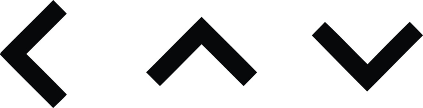 Black caret and arrow symbols on white background
