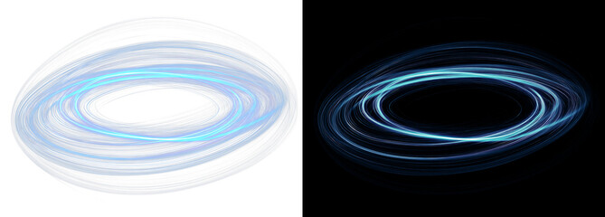 Orbital line, blue planetary rings, abstract cosmic curved lines texture, sci-fi orbit backdrop, satellite orbit path on white and back background © Aura Canvas