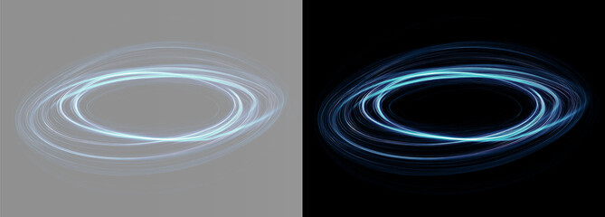 Orbital line, blue planetary rings, abstract cosmic curved lines texture, sci-fi orbit backdrop, satellite orbit path on gray and back background © Aura Canvas
