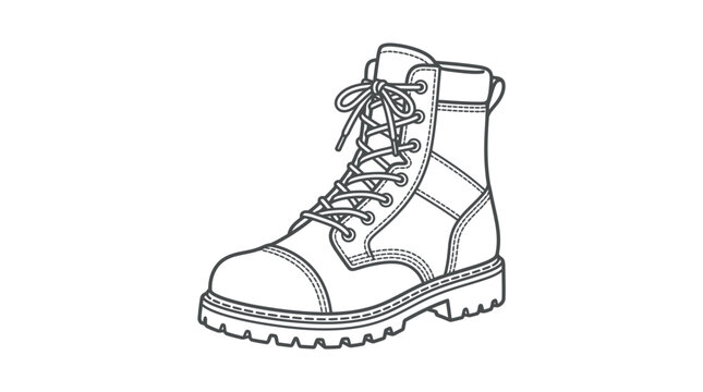 Combat Boot Outline Vector Icon